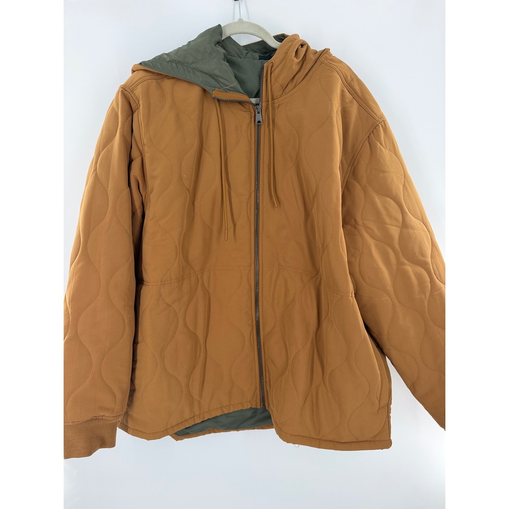 Swiss Tech Mens Brown Onion Quilted Hooded Jacket Full Zip 2XL SW33100076922B